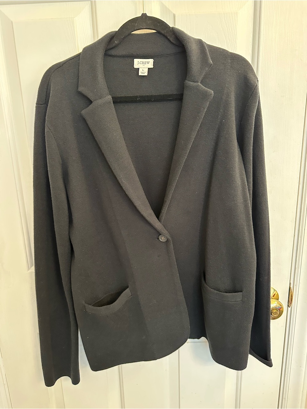 J. Crew Black Knit Single-Button Blazer